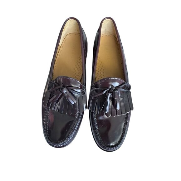 Cole Haan Mens size 10.5 D Pinch Shawl Bow Tassel Loafers C02692 Burgundy Kiltie - Picture 1 of 14